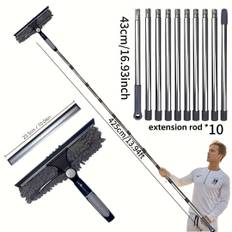TEMU Window Cleaning Kit, 2-in-1 Washer And Squeegee With Fleece Microfiber Cloth, Stainless Steel Handle, Resin Head, Reaches Up To 196 Feet Without Electricity