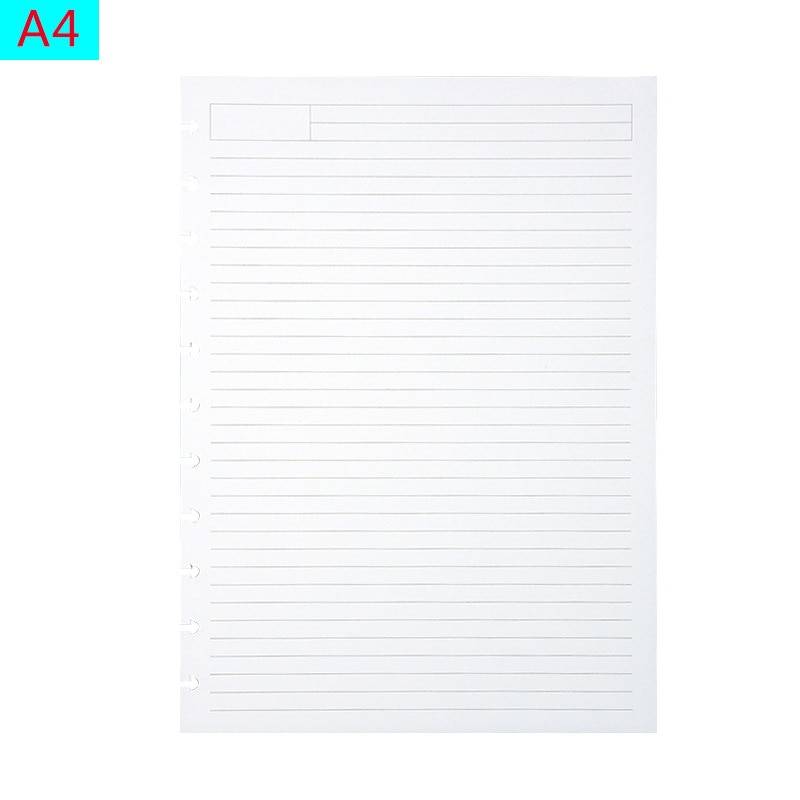 A4 lösa blad påfyllning svamp hål anteckningsblock dedikerad horisontell linje tom 3 format skrivpapper spetsar inuti sidan diy bindning