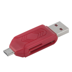 USB 2.0 OTG Micro SD multi kortlæser - Rød