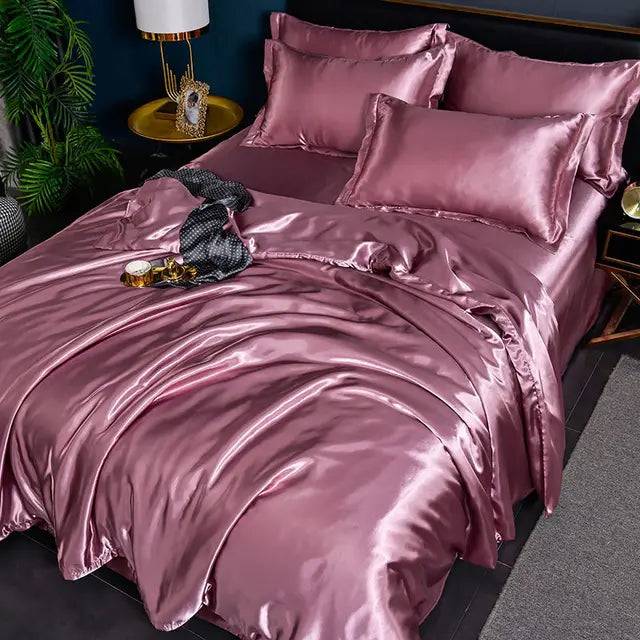 SatinLuxe Sängöverkast - Lyxigt Satäng Sängkläder för Ditt Sovrum - Rosa / 180X220CM