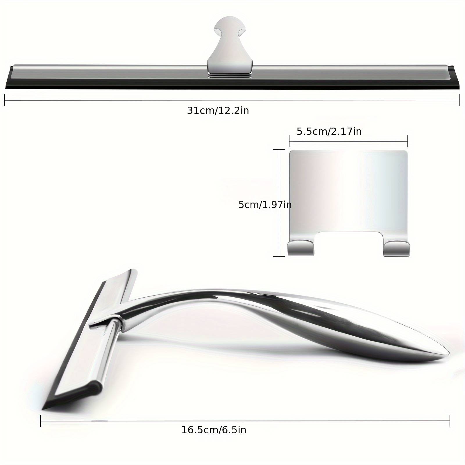 TEMU 1pc Shower Squeegee, Squeegee For Shower Glass Door, All-purpose Stainless Steel Squeegee For Bathroom, Shower Doors, Mirrors, Tiles And Car Windows Shower Glass Cleaner With Wall Hanger