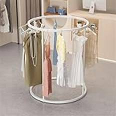 Clothing Store Display Rack, Round Floor Standing Garment Rack, Modern Clothing Rack For Hanging Or Display Apparel, Retail And Home Use,White,100 * 120cm