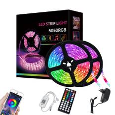 LED Strip lyskæde med Bluetooth, musiksensor og fjernbetjening 15M