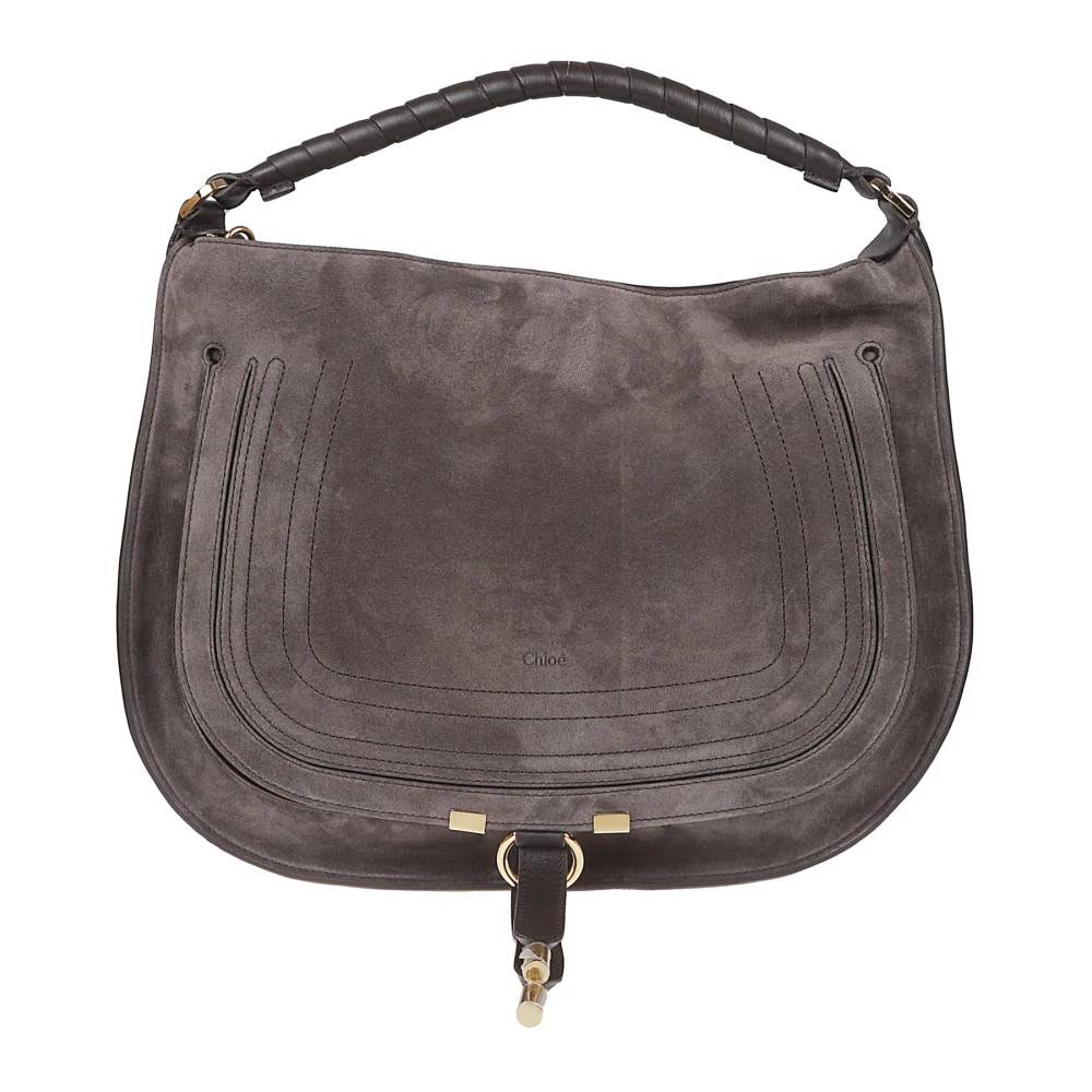 Chloé Marcie Suede Calfskin Skuldertaske - Tasker - Dame - Brun - ONE SIZE - Uld