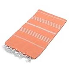 Natural-Soft Sultan hamam-handduk bastuhandduk för kvinnor män – badhandduk – bastuhandduk – Pestemal 100 % bomull – lätt och absorberande – orientalisk badhandduk 100 x 180 cm (orange)