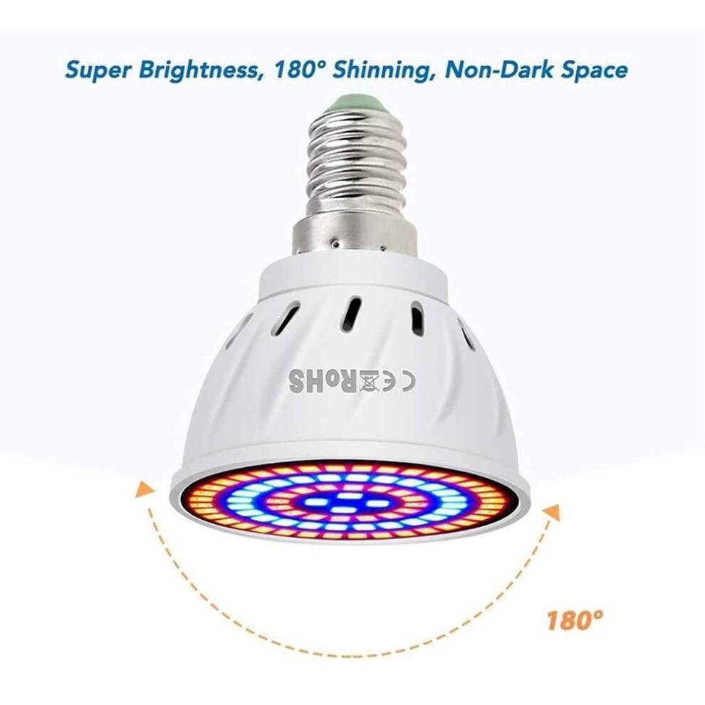 Grow Light Bulb 80 LEDs Full Spectrum Plant Lights 220V for Indoor Plants Succulents Flowers Greenhouse Hydroponic,E14