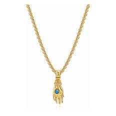 Nialaya, Accessoarer, Herr, M, Men's Hand Pendant with a Small Turquoise Gemstone in Gold