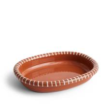 HAY - Barro Oval Dish Large Natural With Stripes - Serveringsskålar - Pereira Office - Naturmaterial