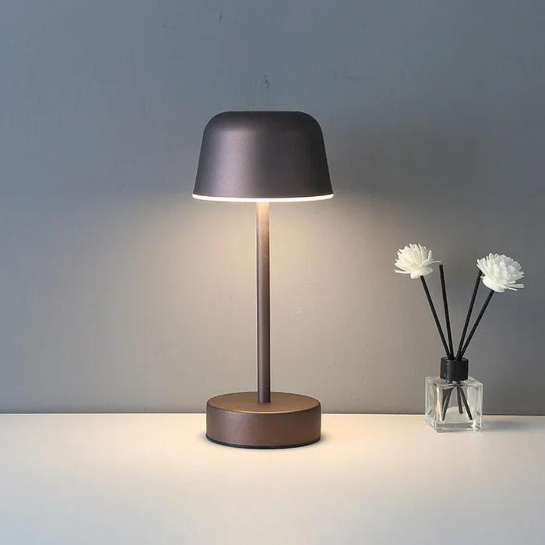 Elegant Justerbar Bordslampa med 3 Ljusfärger - Kaffe