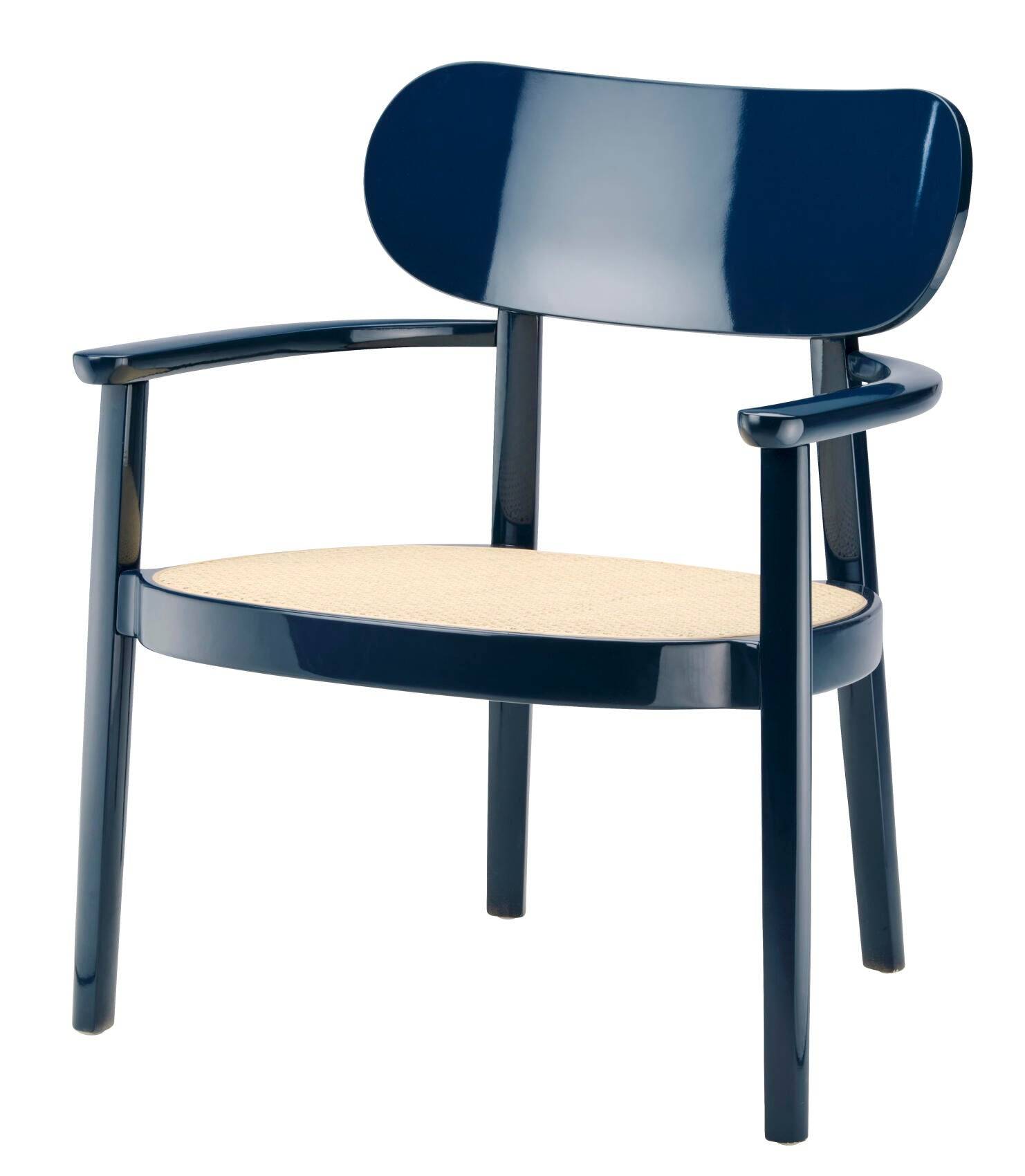 119 F lænestol fra Thonet Nature - High Gloss beech dark blue - Jacobsen Plus