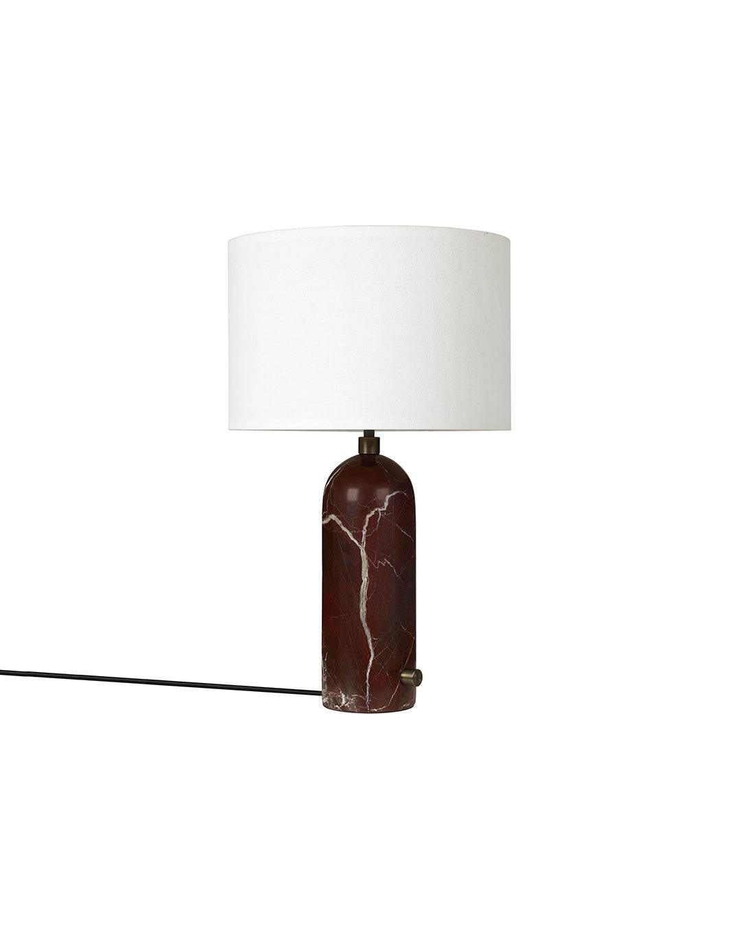 Gravity Small Bordlampe, hvid skærm fra GUBI Maroon marmor - Jacobsen Plus