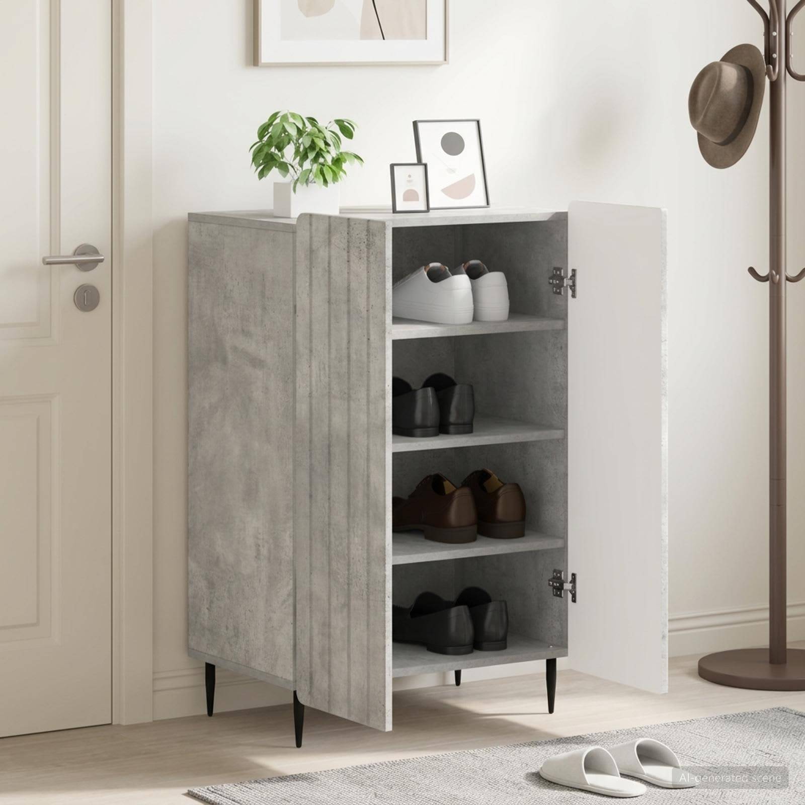 vidaXL Sko skab ZWOLLE 59,5 x 39,5 x 91,5 cm Konstrueret træ Betongrå