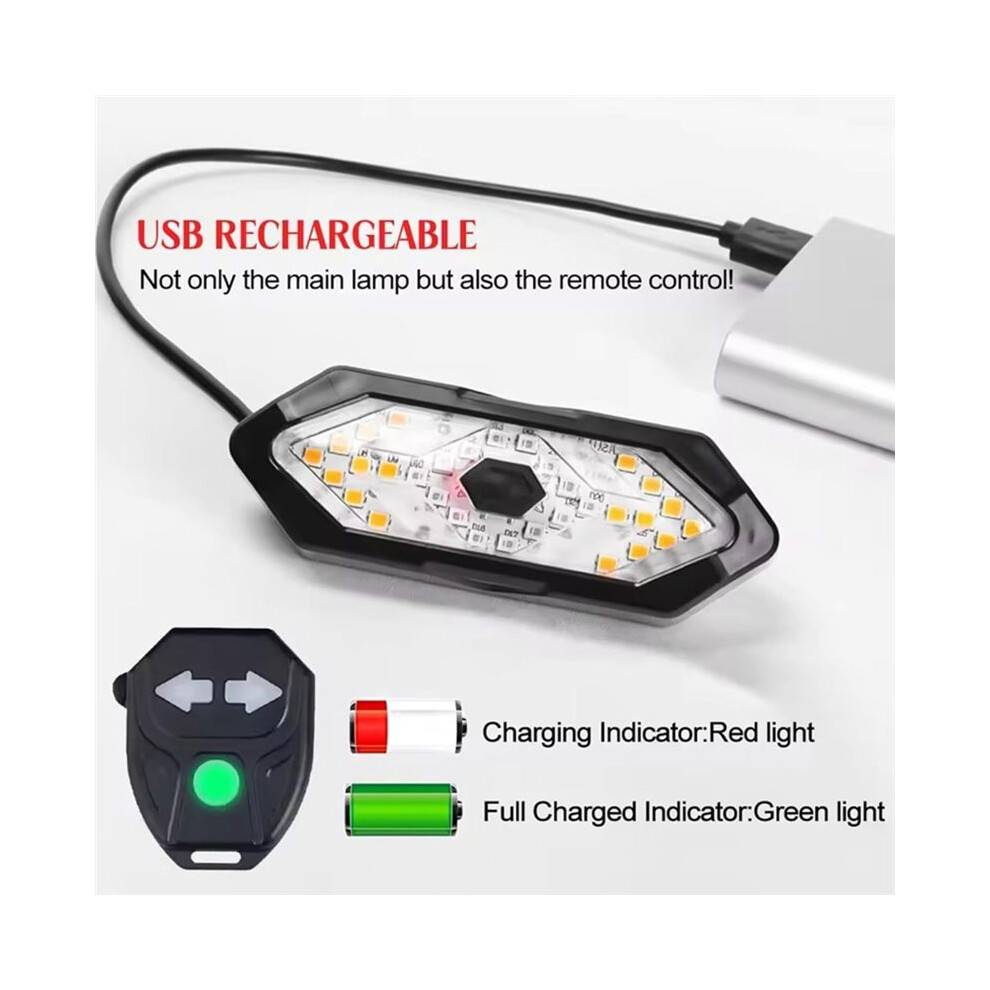 2 Pack Bike Tail Light with Turn Signals Wireless Remote Electric Scooter Turn Signals USB Rechargeable Waterproof Light