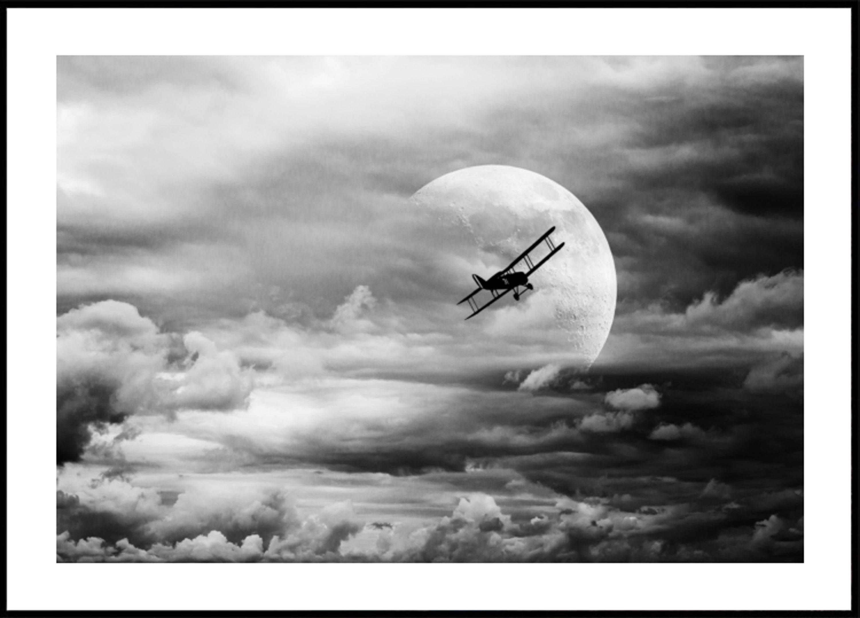 Biplane Moon Flight (70x100) - Plakater > Osorterade verk
