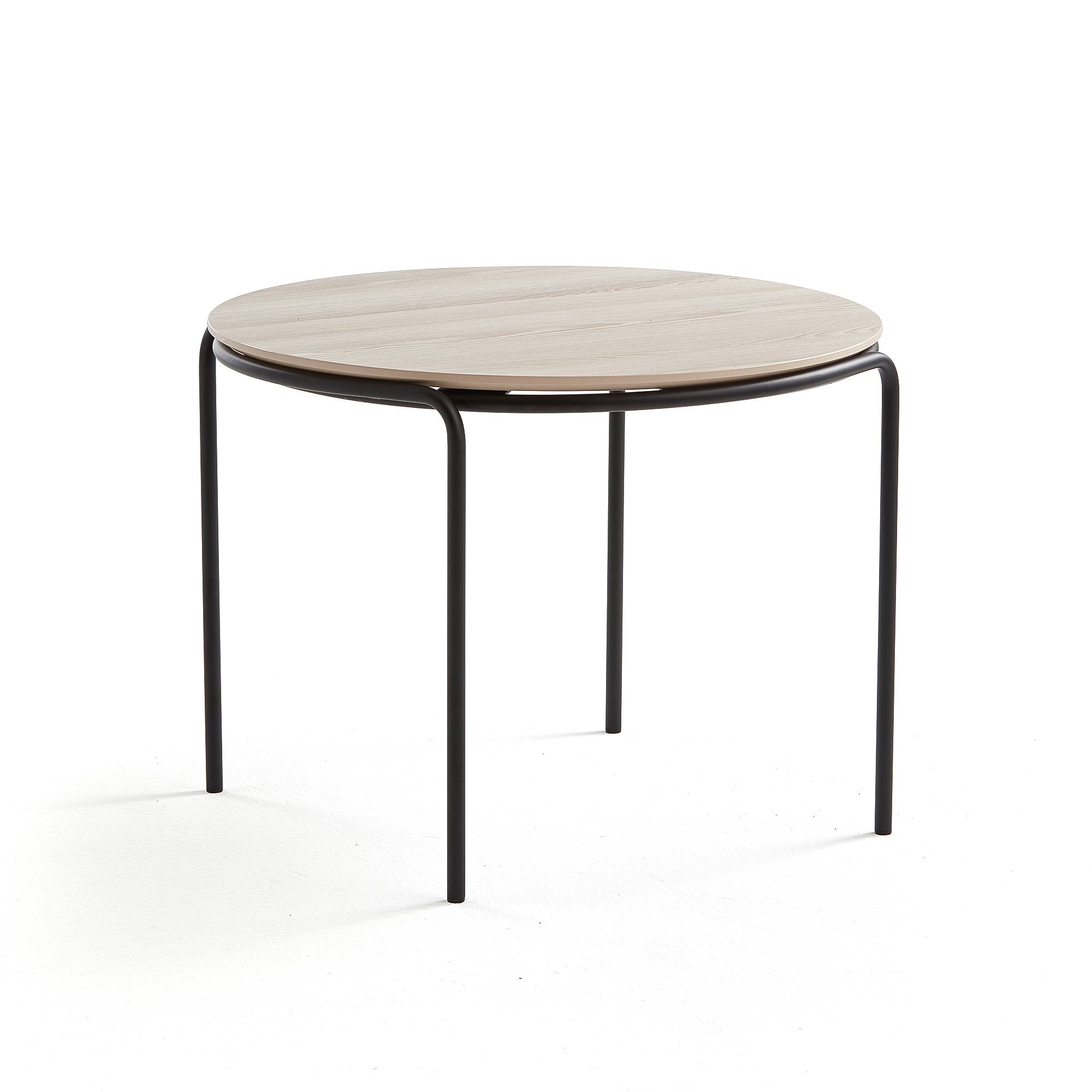 Soffbord ASHLEY, Ø770 mm, ask, svart stativ