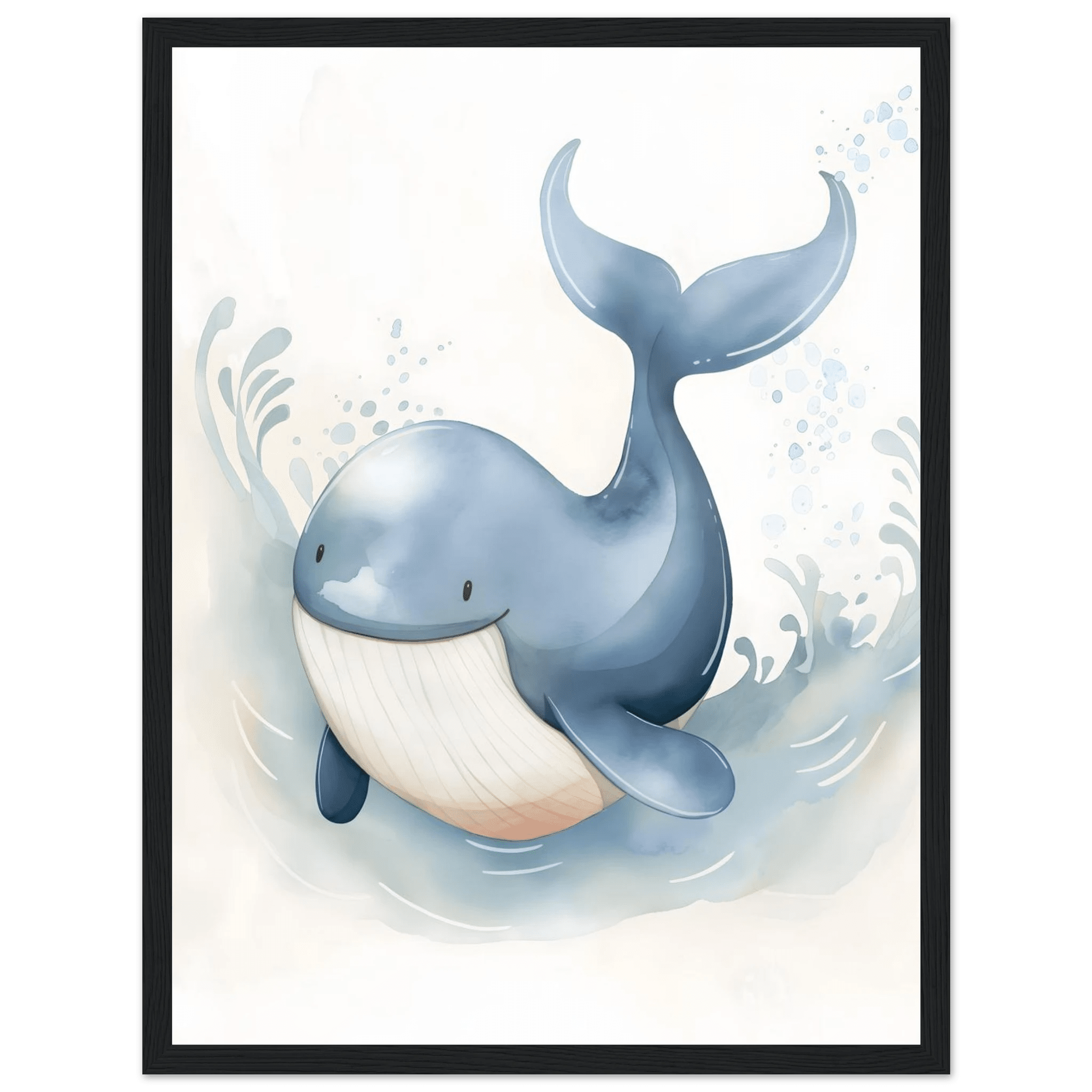 Söt val poster-30x40 cm / 12x16″ / Med ram / Svart