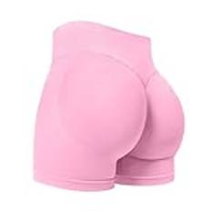 ZAAYO Sportshorts för kvinnor, träning, shorts med effekt, 10 cm scrunch, rumplyftande gymshorts, sömlösa Booty Biker-shorts, ROSA, M