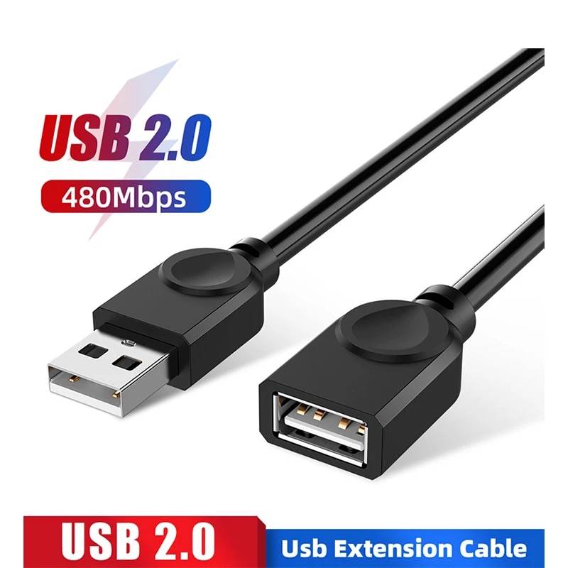 Usb 2.0 förlängningskabel data hane till hona kabel svart 1.5m 3m 5m förlängning datakabel mini usb förlängningskabel för smart tv