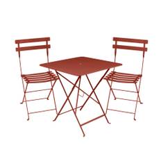 Fermob - Bistro spisesæt bord 71cm & 2 metal stole red ochre - Havemøbelsæt til spisning