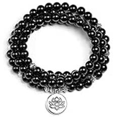 Naturligt svart yogi armband sten armband kvinnor män halsband, Buddha berlock