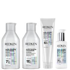 Redken Acidic Bonding Concentrate Shampoo 300ml, Conditioner 300ml, Leave-in Treatment 150ml and 24/7 Night & Day Serum Bundle