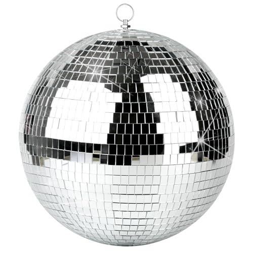 Discokula 30 cm Stor Spegelkula med Upphängningsring för Klubb, Bröllop och Födelsedagsfest, Silver