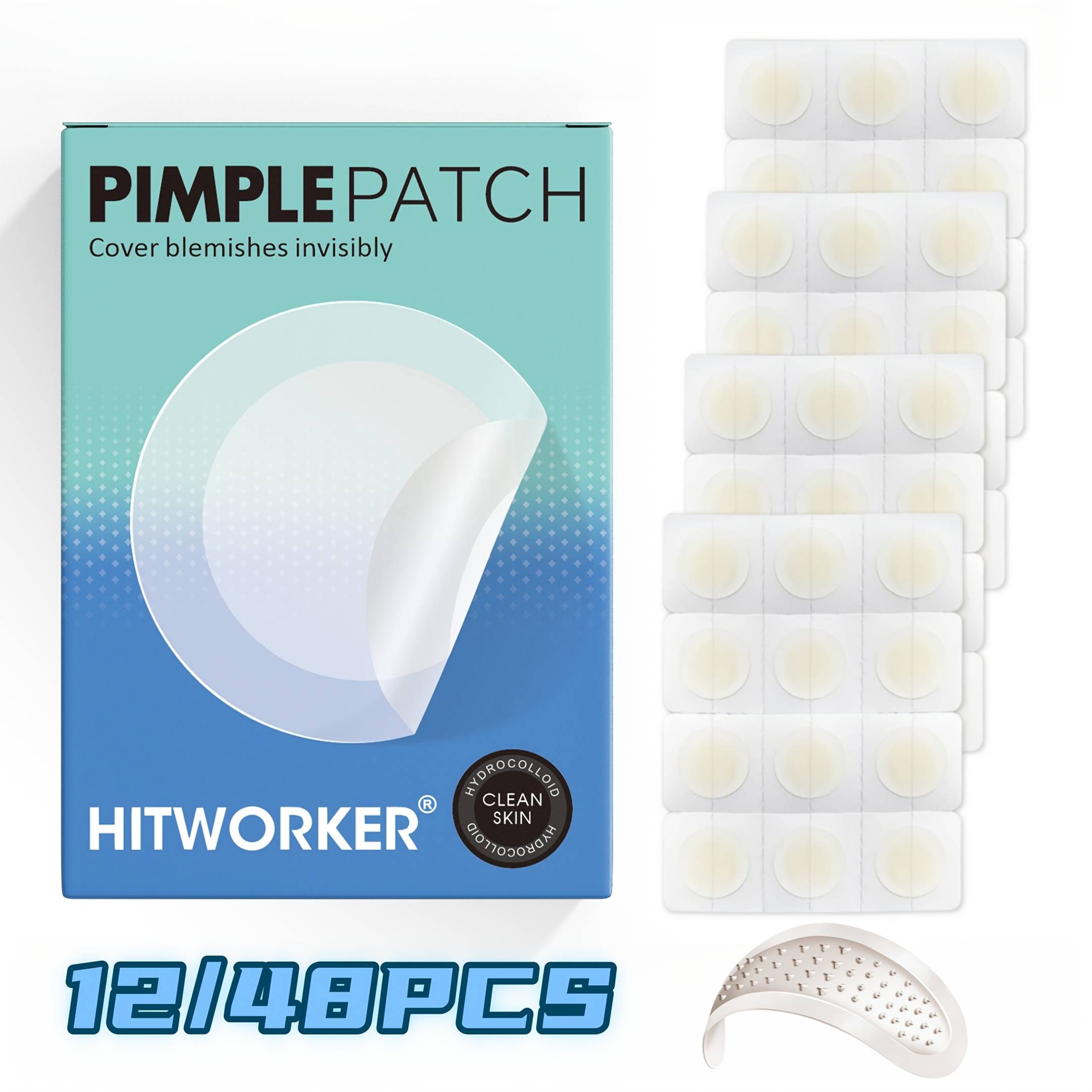 12/48pcs Hydrocolloid Blemish Patches With Oil & Hyaluronic Acid, Invisible Pimple Covering Patch