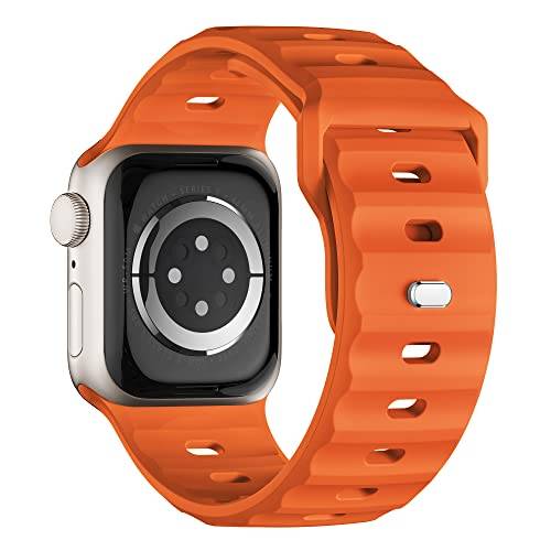 Sportarmband kompatibelt med Apple Watch Ultra 2 armband 49, 45, 44 och 42 mm, för män, silikon, vattentätt band för Apple Watch 9, 8, SE, 7, 6, 5, 4, 3 och Ultra, orange