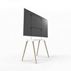 TV bracket Tv-bänk, tv-bänk Tv-fäste Enkel mobil tv-bänk Golv-tv-bänk Montering med 4 träfötter för 55-75 tums LED, LCD, OLED platta och böjda tv-apparater Robust träbas med tippskydd, stor TV stand