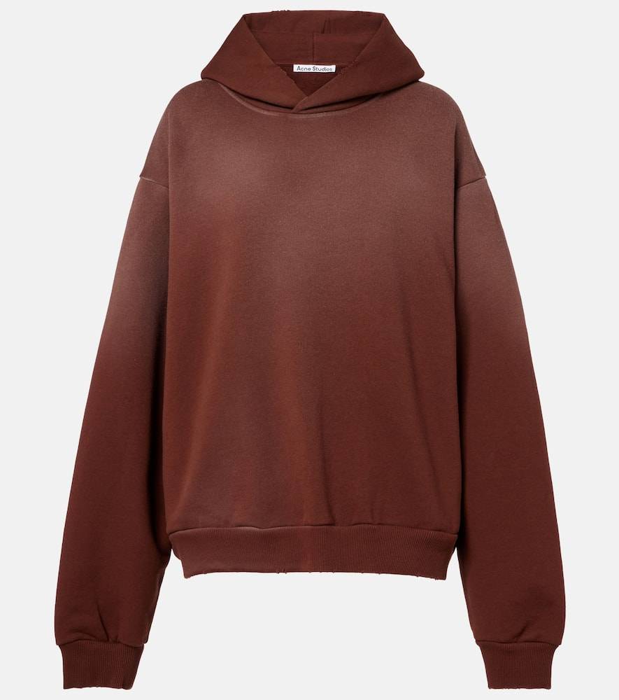 Acne Studios Logo cotton-blend fleece hoodie - brown - L