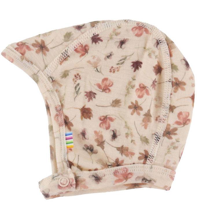 Joha Hjälmmössa - Ull - Rosa m. Blommor - Joha - 50 cm - Babyhjälm