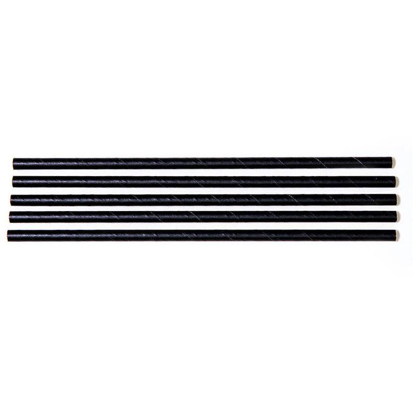 Sugerør papir 230 mm Ø6 mm sort 500 stk