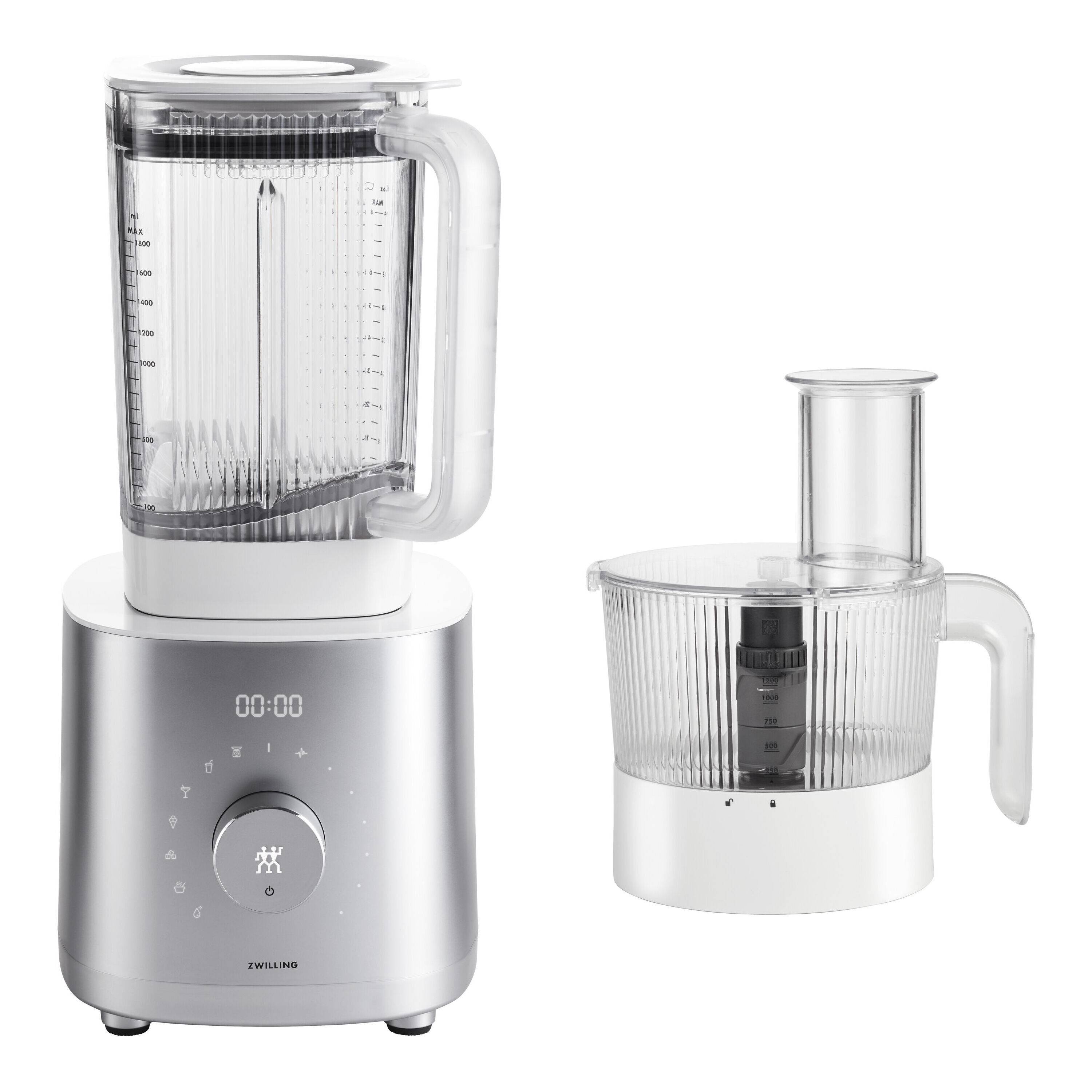 ZWILLING ENFINIGY Power Blender Pro med Matberedare, 2-pc/ 1,2 l, Silver-Vit/ Silver, Plast