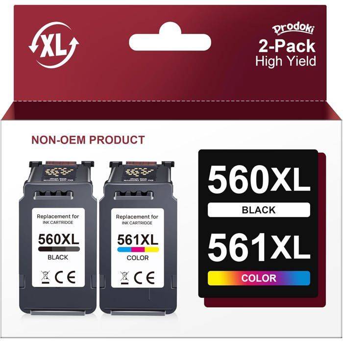 Pack cartouches d'encre - KERIA LUMINAIRES - PG-560XL/CL-561XL - Canon Pixma TS5350/TS7450 - XL haute capacité - Noir & Couleur