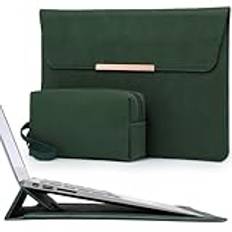HYZUO 13 tums laptopfodral med stativfunktion för MacBook Air 13 M3 M2 M1 2024–2018, MacBook Pro 13 M2 M1 2024–2016, iPad Air 13 M2, iPad Pro 13 M4, Surface Pro, med tillbehörsväska, midnattsgrön