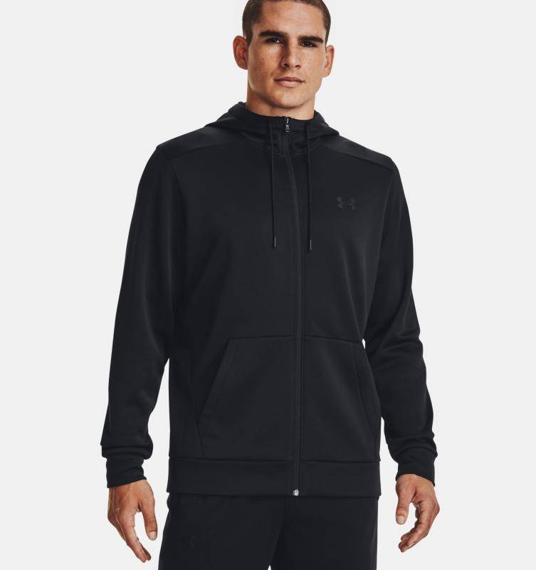 UNDER ARMOUR: FLEECE FULL ZIP HOODIE - SVART (X-large)