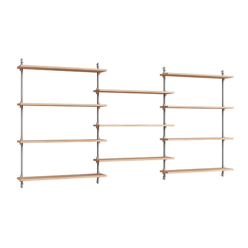Moebe Wall Shelving Sæt - WS.115.3 Eg/Rustfrit Stål