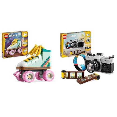 LEGO Creator 3in1 Rollschuh Spielzeug für Mädchen und Jungen & Creator 3in1 Retro Kamera Spielzeug mit 3 Modellen für Mädchen und Jungen