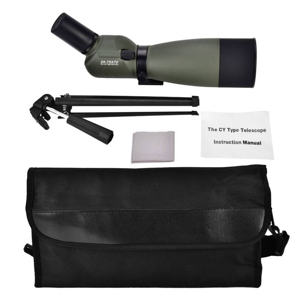 Spotting Scope til den skarpe iagttager, holdbar konstruktion med klart billede, justerbar forstørrelse 25-75x, udstyret med telefonadapter og