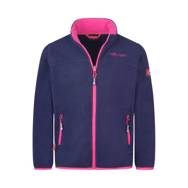 Trollkids Girls Oppdal Jacket XT Fleecejakke Børn størrelse 140 farve blå