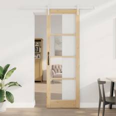 Glidende dør med hardware sæt 'orkdal'massiv træ & glas