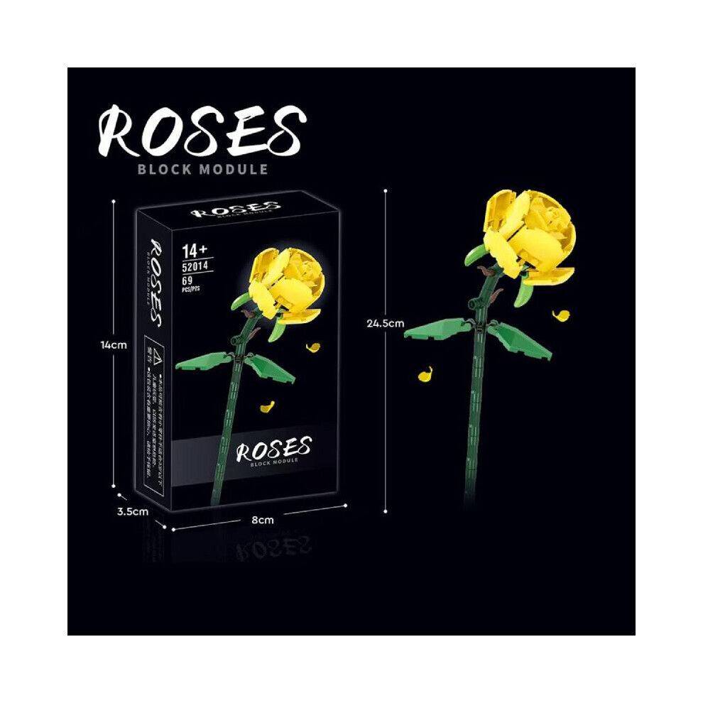 (Yellow) Building Flower Rose Block Toy Assembling Toys Birthdays Gifts Day Valentines