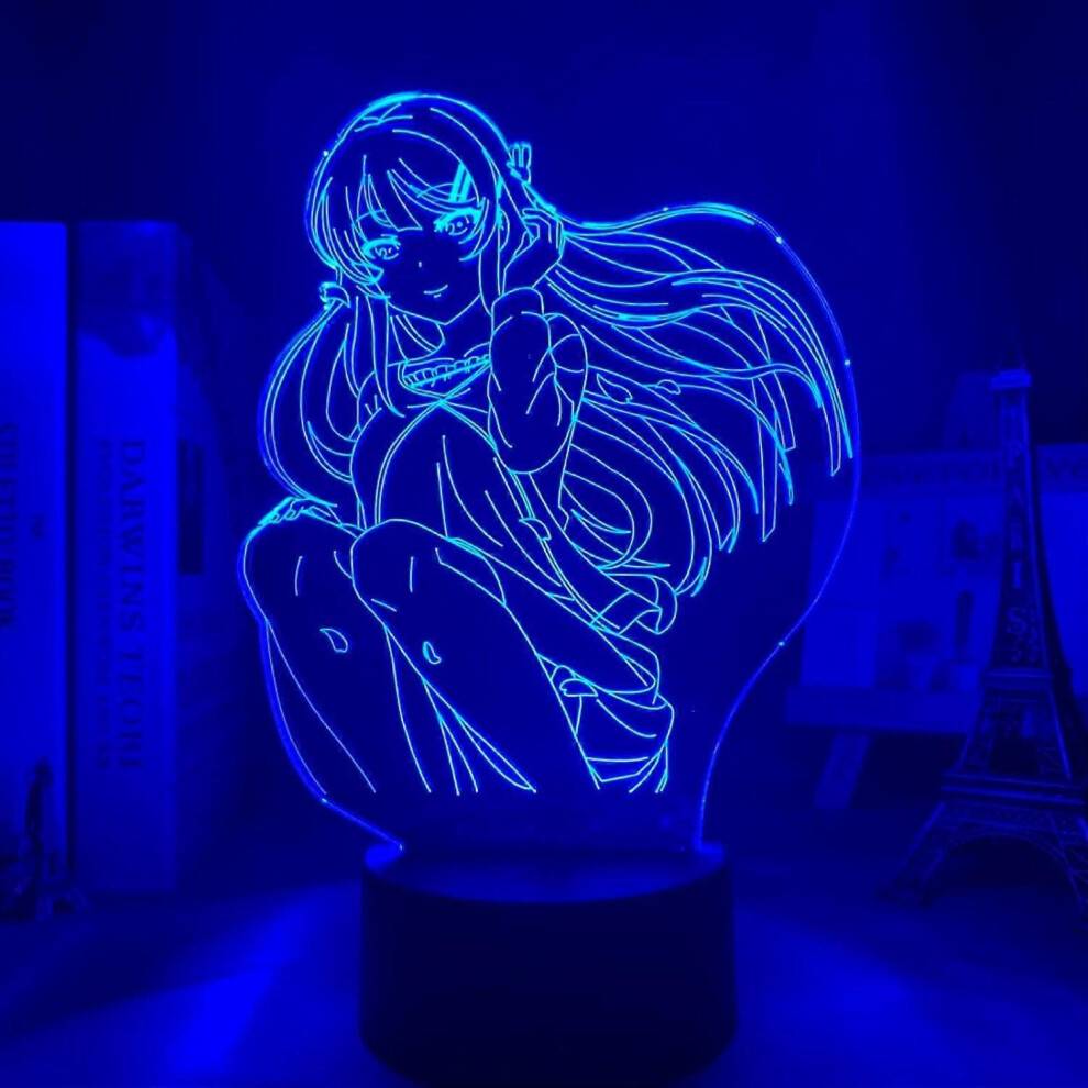 Anime 3D-lampa Mai Sakurajima Figur Nattljus för sovrumsinredning Nattlampa Födelsedagspresent Bunny Girl