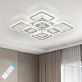 Qcyuui Modern dimbar taklampa, infälld LED-taklampa, Nordic 8 rektanglar belysningsarmatur med fjärrkontroll för vardagsrum sovrum matrum kök, 100W/bubbla akryl