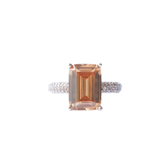 Mega rectangle ring beige/silver