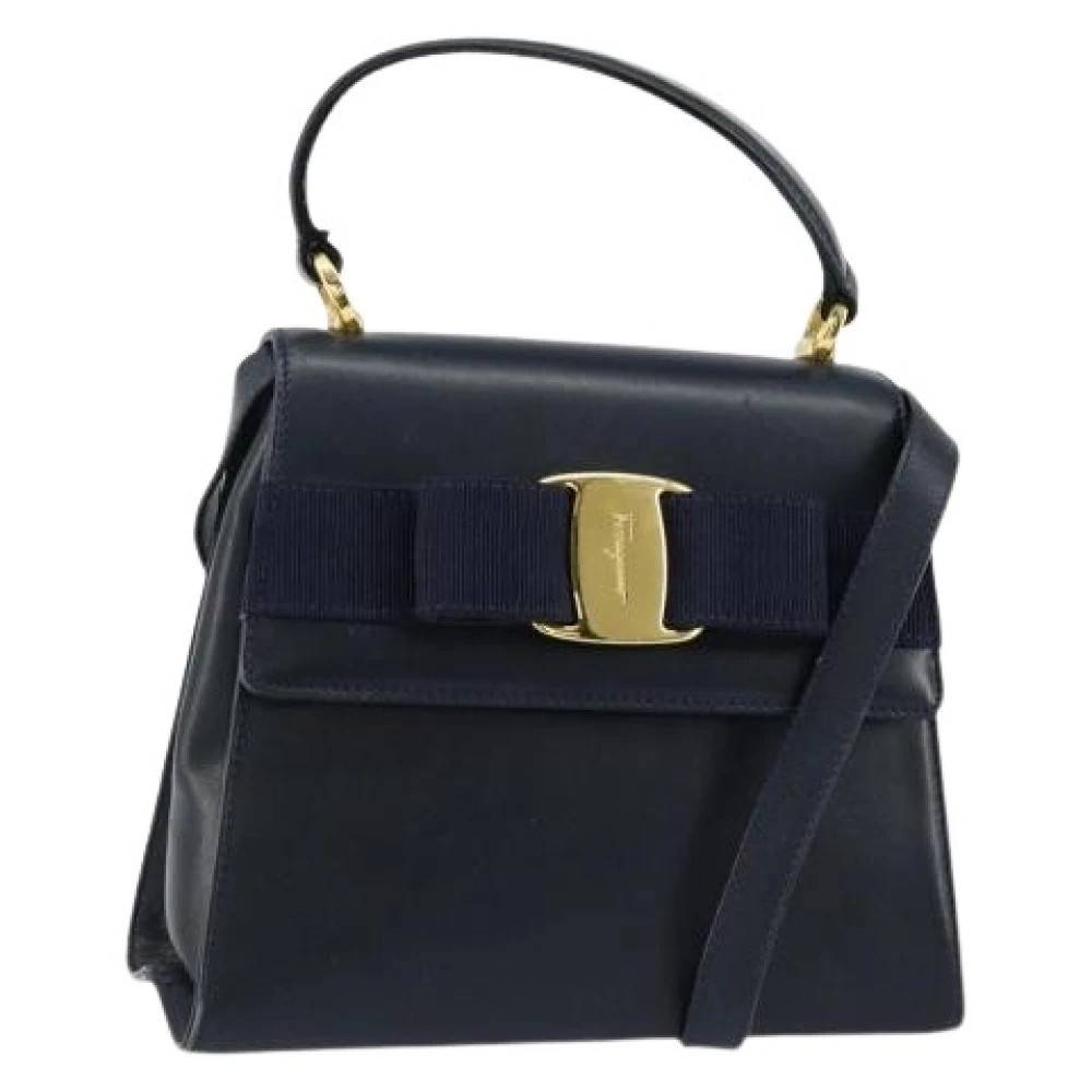 Salvatore Ferragamo Pre-owned Pre-owned Håndtaske - Vintage - Dame - Blå - ONE SIZE - Læder