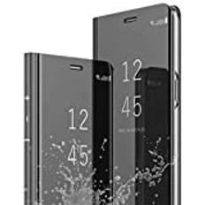 Fodral till Samsung Galaxy S10 Plus mobiltelefonfodral läder flip fodral spegel skyddande ställ flip fodral 360 grader stötsäkert original läderfodral premium mobilväska skydd skal etui för Samsung S10 Plus