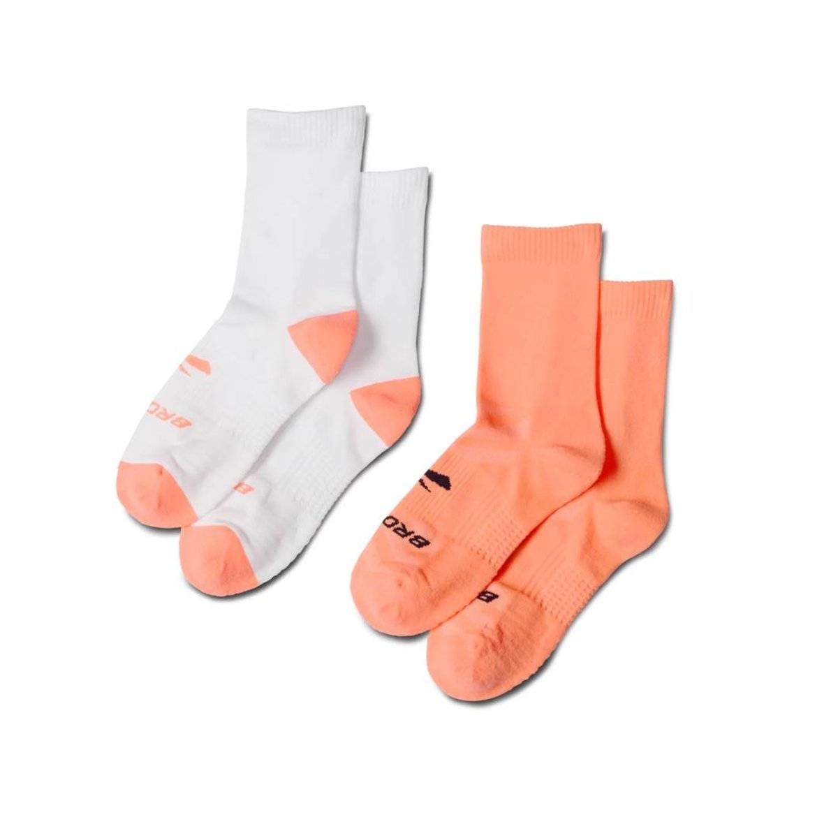 Brooks Ghost Lite Crew 2-Pack Socks White Orange, Size M