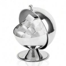 1 st dessertskål, sockerskål, godisskål med rulllock, snacksskål i rostfritt stål med lock, skolmaterial - Silver (sockerskål)