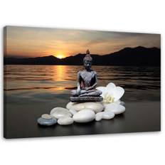Canvas print Buddha Zen Spa Sunset 120x80 brun